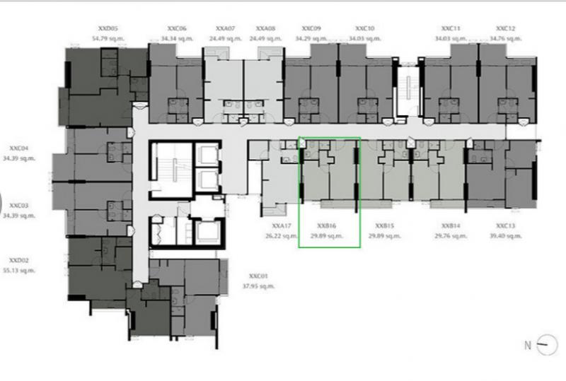 ห้ามพลาด ขายดาวน์ เซ็นทริค รัชโยธิน ห้อง 1 Bedroom ชั้น 14 ห้อง B16 พื้นที่ 30.29 ตร.ม 1 นอน 1 น้ำ