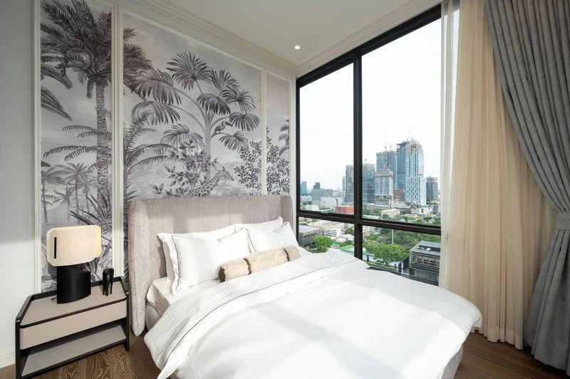 Sell, rent, Munich Langsuan condo, high floor, beautiful view, good atmosphere, corner room, very private