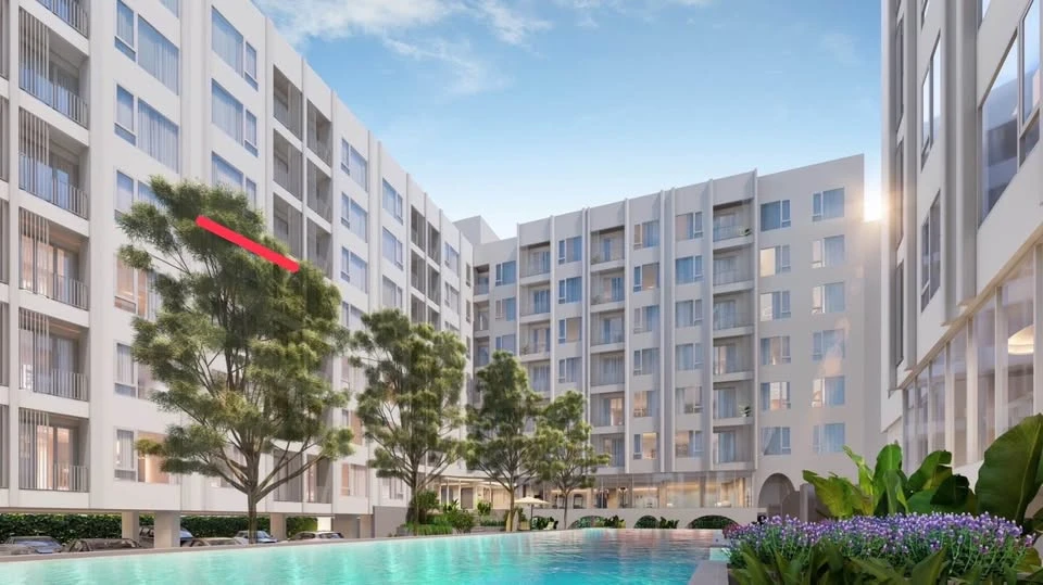 Down payment sale for The Origin Phahonyothin 57. Beautiful room, good location, Building B. This building allows pets. Skytrain view, not next to hou