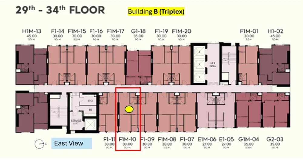 Selling down payment Aspire Huai Khwang, 31st floor, good project, complete common area, reserve now, don't miss out.