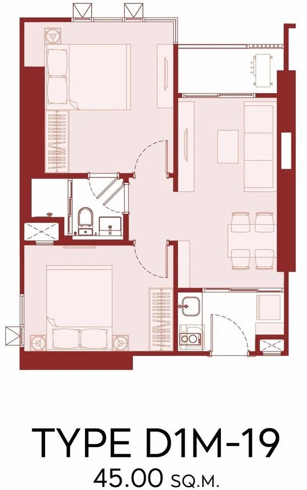 Selling down payment Aspire Huai Khwang, spacious room, lots of usable space, good location, great common area, don't miss it.