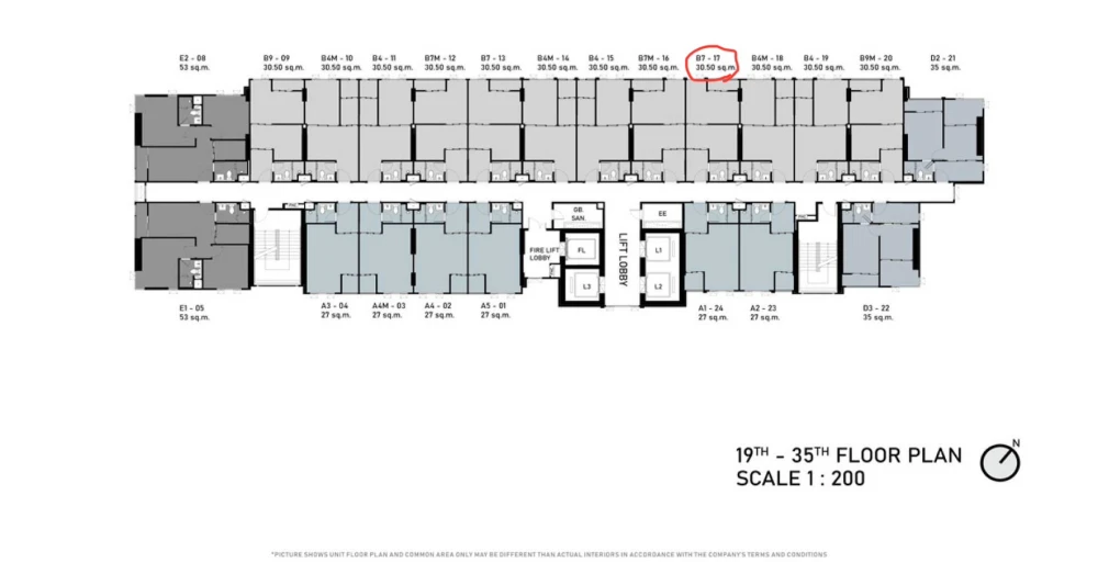 Selling down payment for Aspire Onnut Station. The room is on a very high floor (23rd floor). Facing north, it's cool and comfortable. Don't miss it.