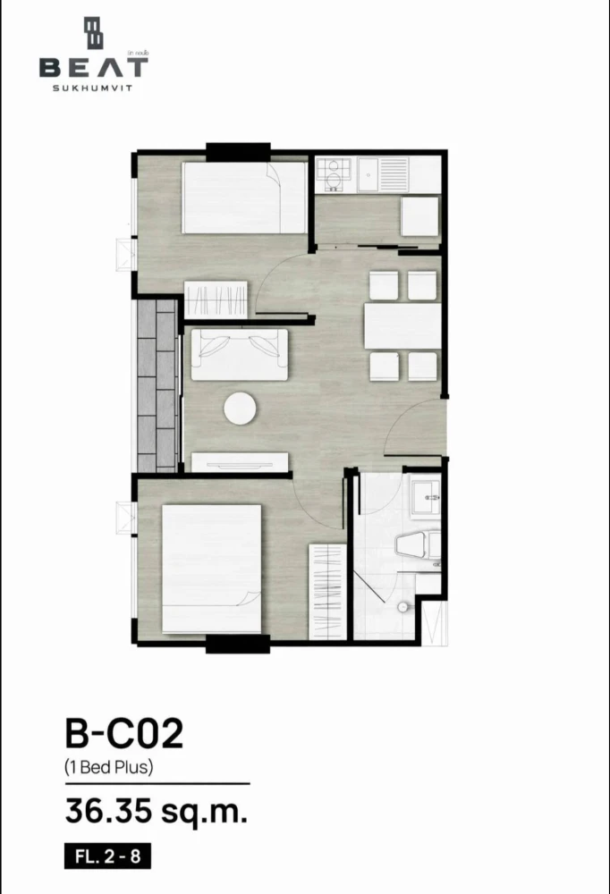 Selling down payment for Beat Sukhumvit, 3rd floor. Beautiful long pool view. Spacious and comfortable room. Highly recommended!