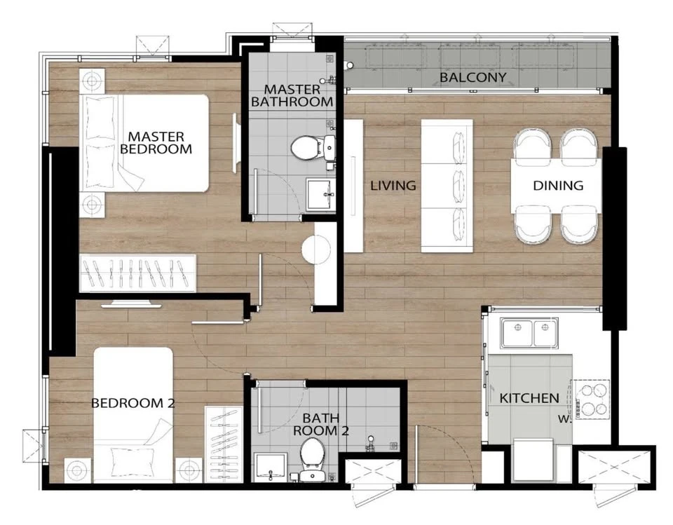 Selling down payment Chapter One Spark Charan, 12th floor condo, lots of usable space, 2 bedrooms, 2 bathrooms, if you don't reserve, you'll really mi