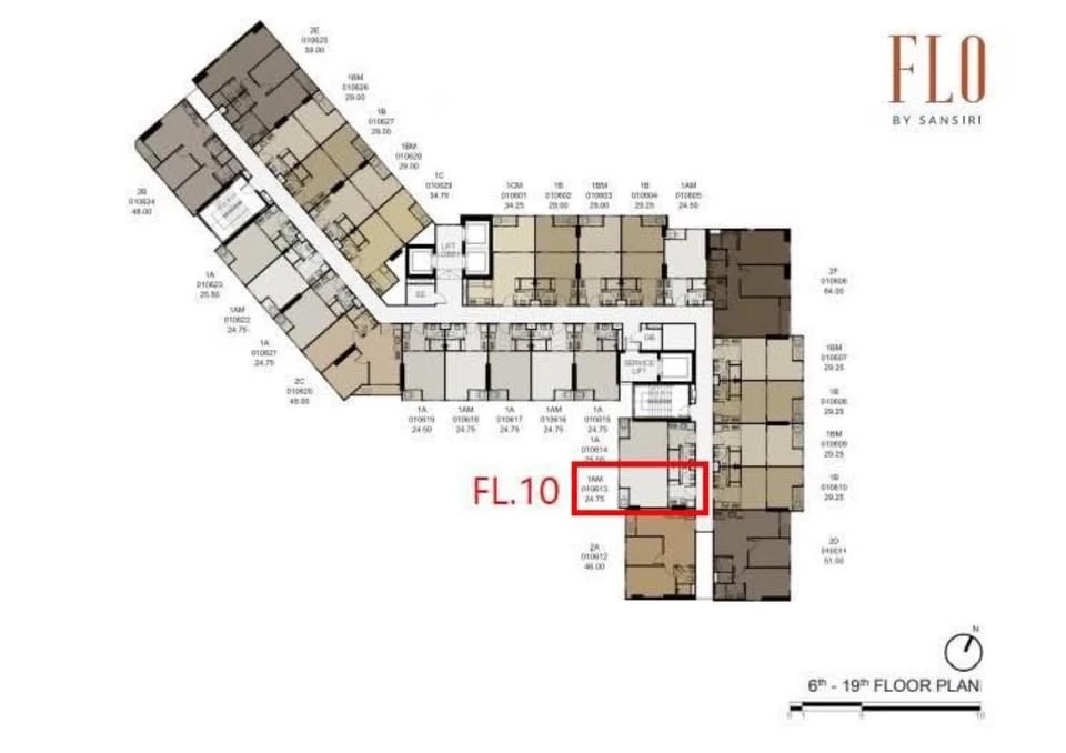 Selling down payment FLO By Sansiri, 10th floor, garden view, very comfortable to the eyes, Fully Fitted, don't just look, hurry and reserve now!