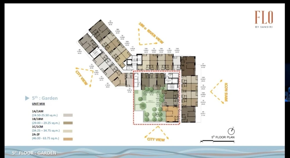 Down payment sale FLO by Sansiri, spacious room, good project, complete common area, reserve now, don't miss out!