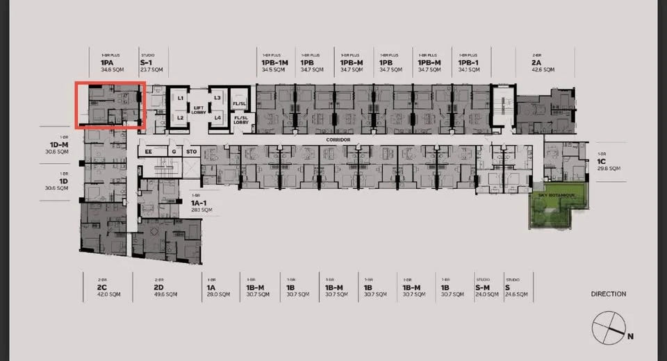 Selling down payment for Metris District Ladprao, 1 Bedroom Plus type, 24th floor, special room, closed kitchen, beautiful view, private, can't you re