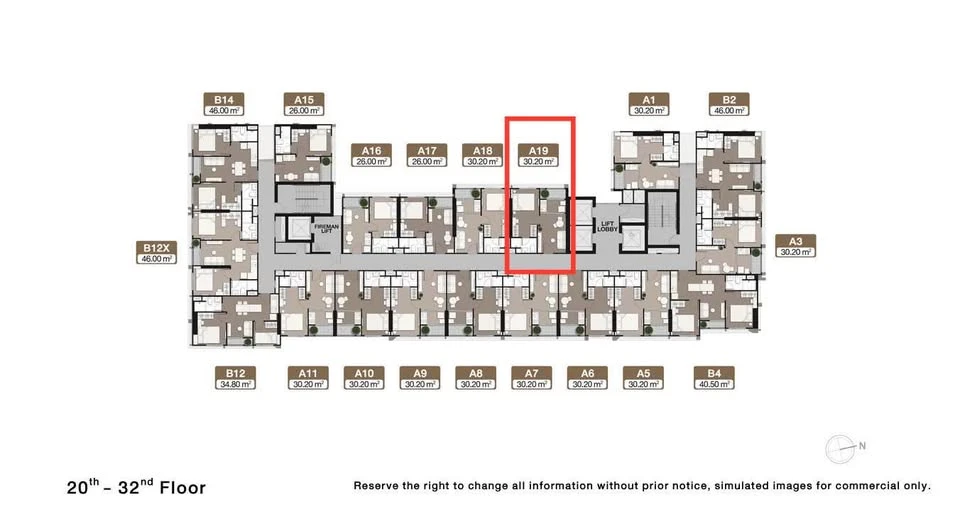 Selling down payment Noble Nue District R9, 23rd floor, very high, view side of G Tower / Central Rama9 building, no blocked view, don't miss it.