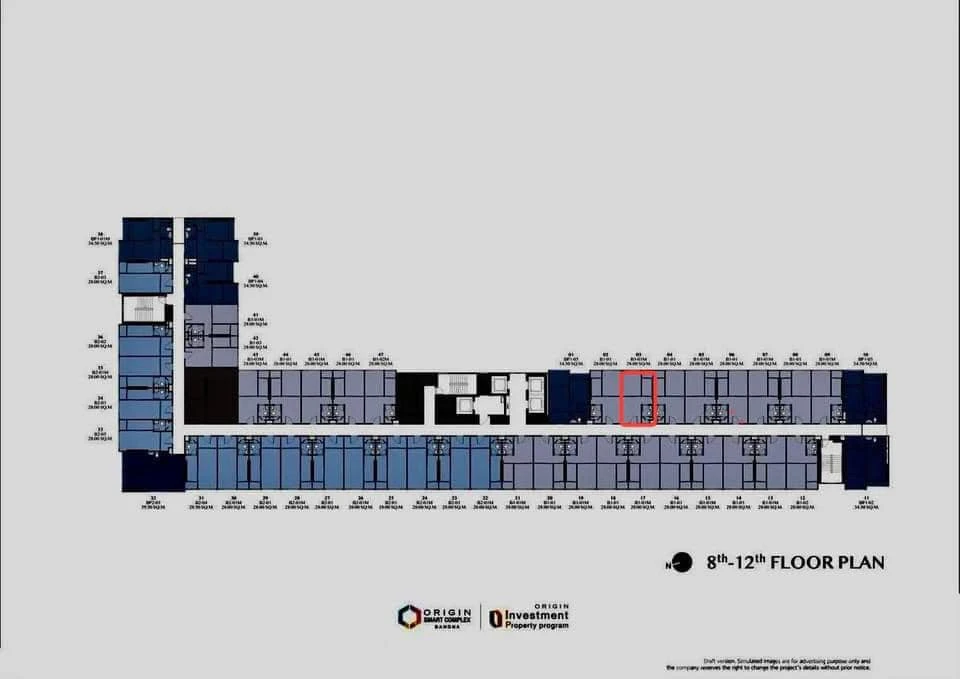 Selling down payment Origin Place Bangna, 10th floor, view directly to the swimming pool, east side, great price, hurry and reserve now!