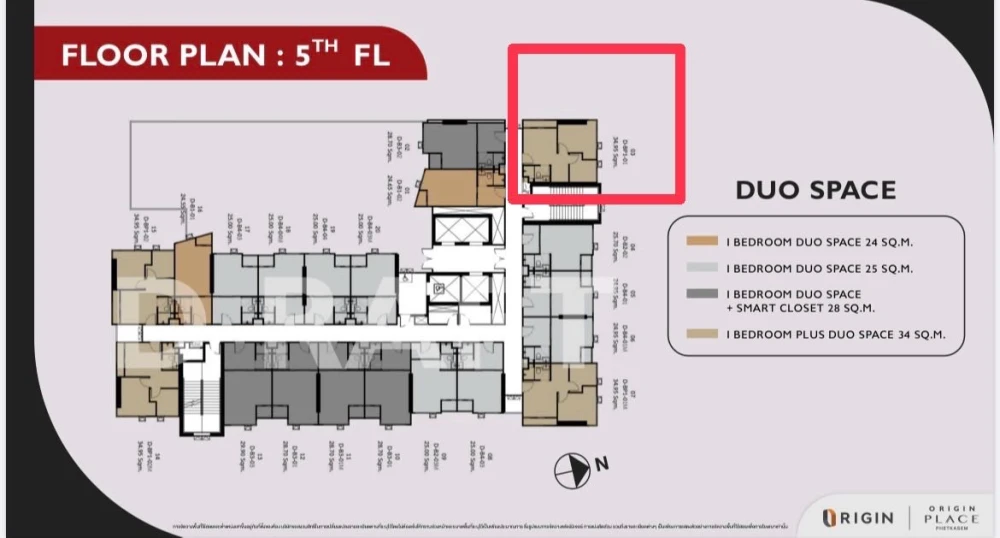 Selling down payment Origin Place Phetkasem, Duplex room, 1 Bedroom Plus type, corner room, next to the fire escape, not next to other rooms, must res