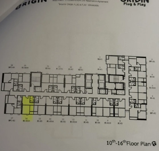 Selling down payment Origin Plug & Play Srinakarin, 16th floor, good project, worth living in, interested in owning, hurry and reserve now.