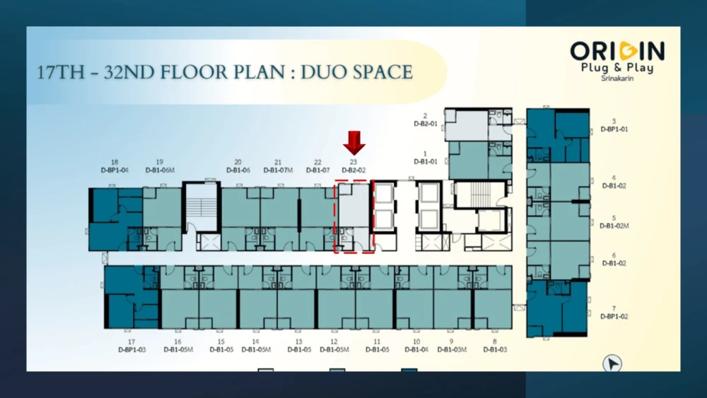 Selling down payment Origin Plug & Play Srinakarin, high ceiling room, airy and spacious, good location, great common area, don't miss it.