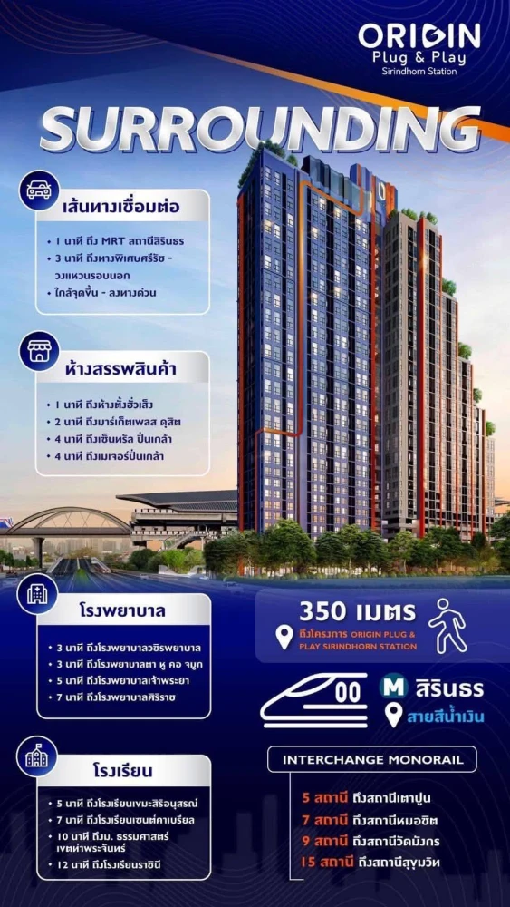 Selling down payment Origin Plug and Play Sirinthorn Duplex Duo Space room, 11th floor, pets allowed, buy now