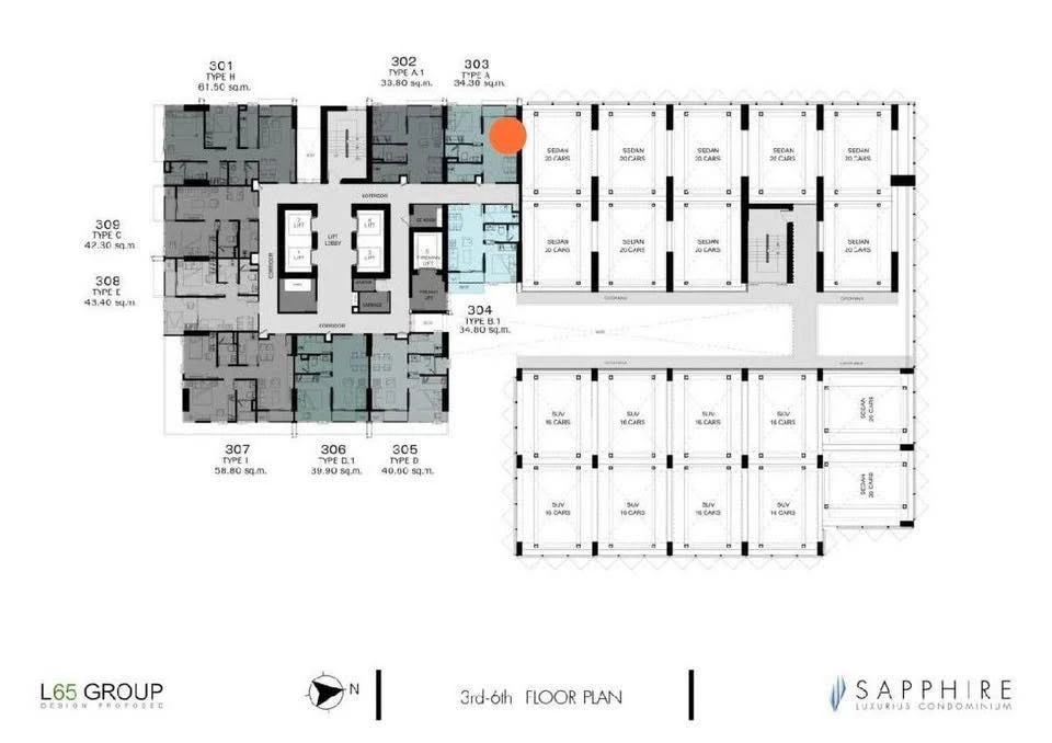 Selling down payment for Sapphire Luxurious Condo, Rama 3. The room is spacious and comfortable. The view of the green area is very pleasing to the ey