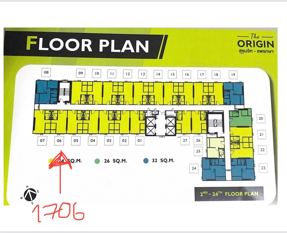 Down payment sale: The Origin Sukhumvit - Praksa, empty room, good location, convenient transportation, swimming pool view, don't miss it!