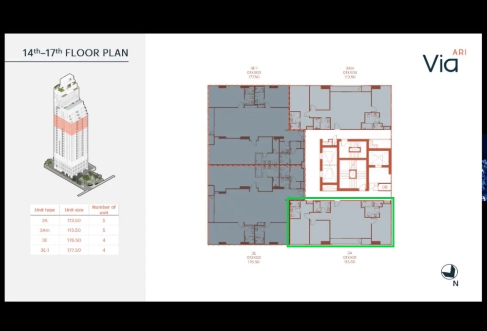 Selling a Via ARI condo in Ari, 113.5 sq m. This is a very rare find, a spacious 3-bedroom, 3-bathroom unit. Book now!