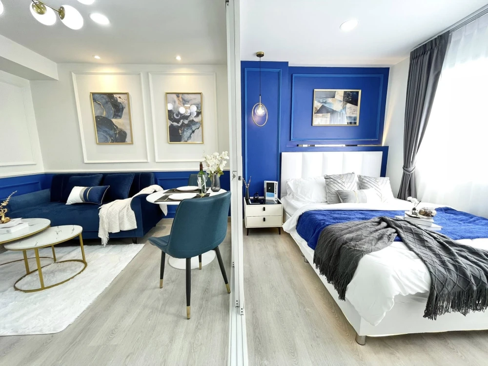 For sale or rent: Lumpini Center Nawamin, beautifully decorated room, looks good, stylish, very livable, comes with all props as shown in the picture.