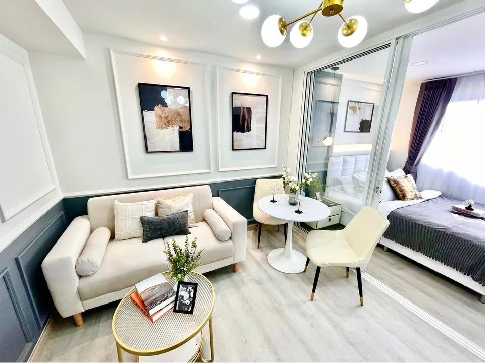 For sale, for rent, Lumpini Center Nawamin (Happyland Phase 5), very beautiful room, good view, very good price, including all props and electrical ap