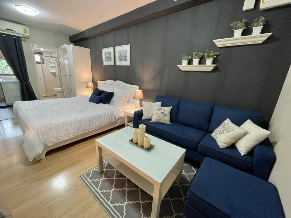For sale, for rent, Supalai City Resort Ramkhamhaeng, furnished room, ready to move in, complete in one place, just come and move in.