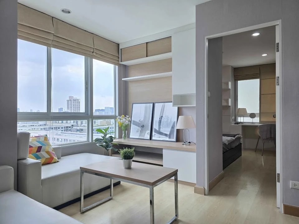 For sale, for rent, Premsiri Boutique Park Kaset-Nawamin, spacious room, 2 bedrooms, fully furnished, with city view, don't miss it.
