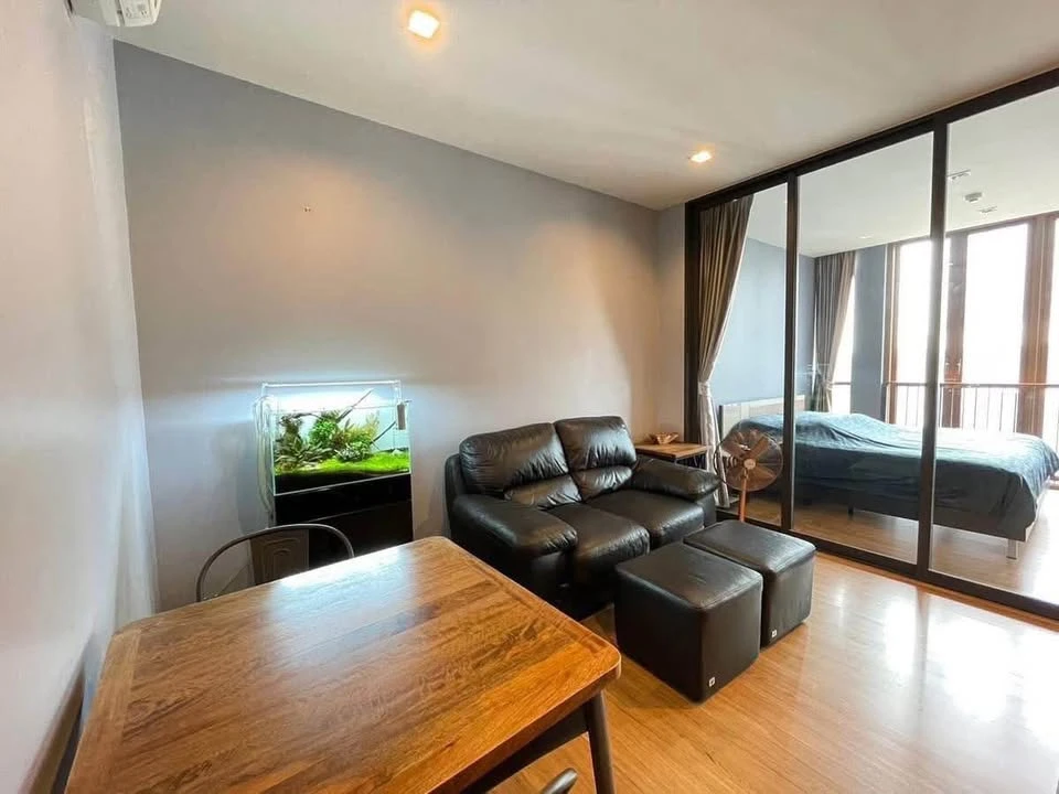 For Sale/Rent: HASU HAUS Building B, 7th Floor (Top Floor). Built-in SB furniture. 1 Bedroom + Living Room with Sliding Glass Doors. Book Now!