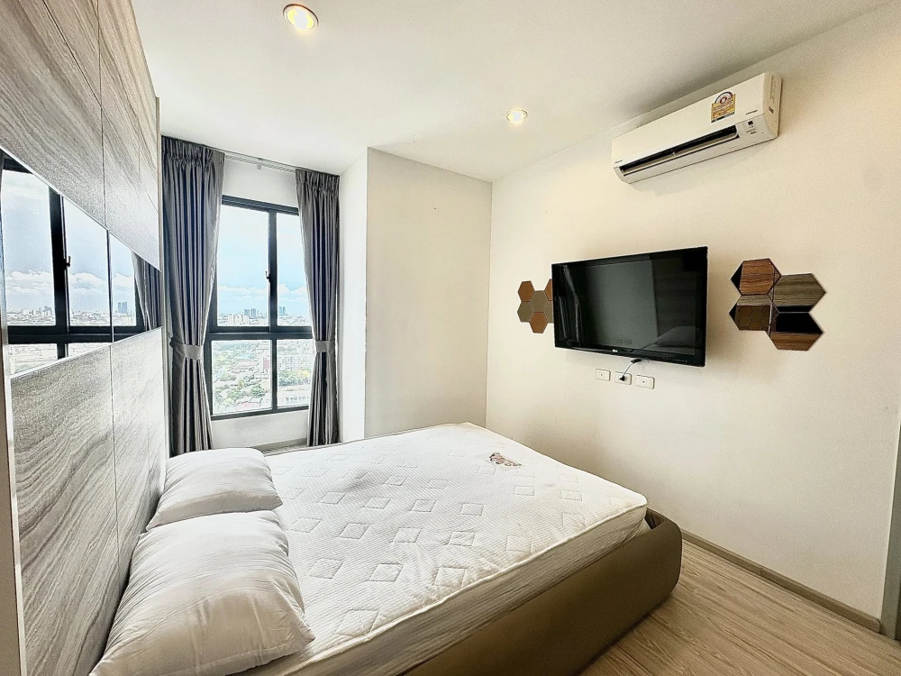 For sale, for rent, Ideo Mobi Sukhumvit Eastgate, 27th floor, fully furnished room, ready to move in, reserve now, don't miss out.