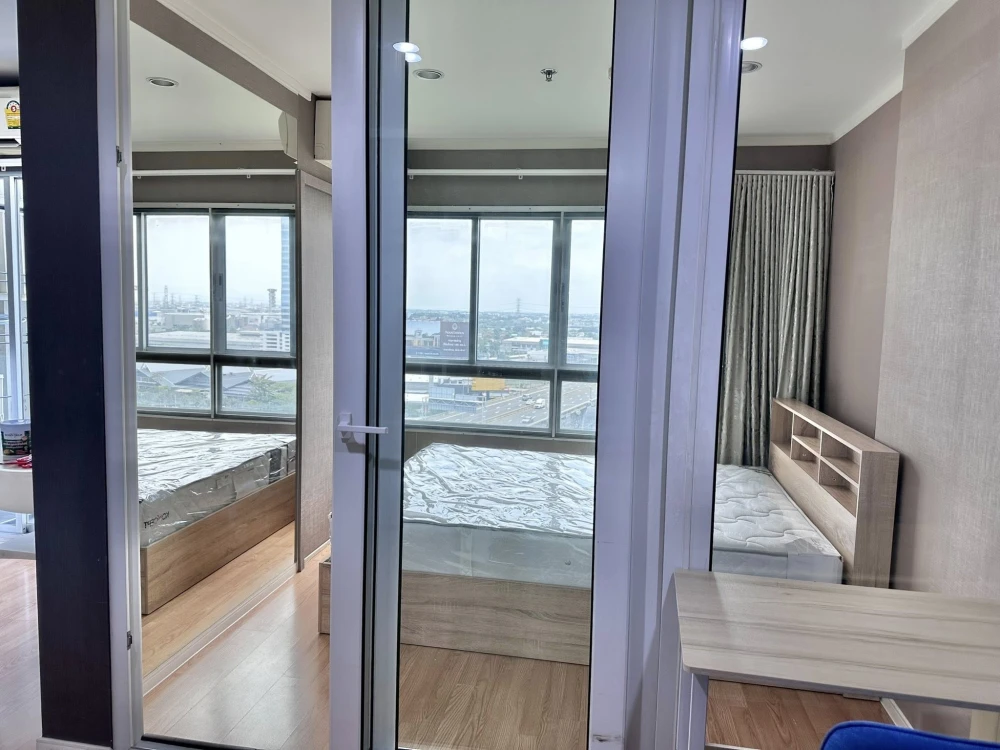 For sale or rent: Lumpini Mega City Bangna, 15th floor, corner room, partitioned room, fully furnished, nice to live in, reserve now.