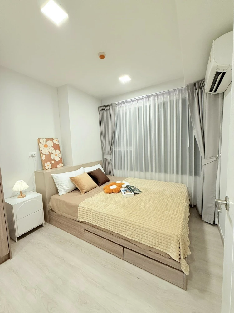For sale, for rent Plum Condo Sukhumvit 62, 2 bedrooms, 1 bathroom, complete with electrical appliances. Reserve first, get it first.