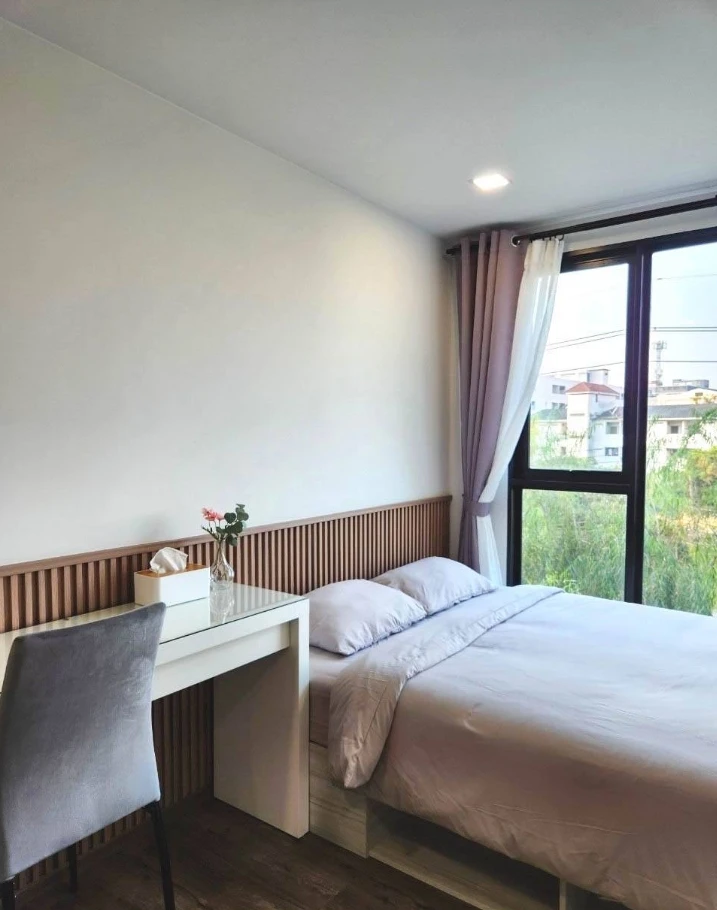 Condo for rent, Kave Embrio Rangsit, beautiful room, fully built-in, good light, good wind, room faces north, no sunlight, move in now