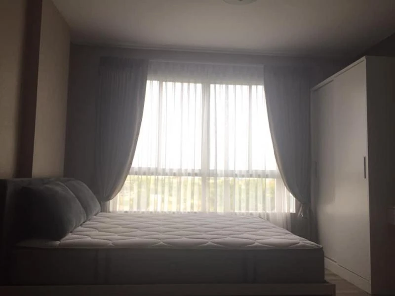 D Condo Rangsit for rent, phase 2, 1 bedroom, 1 bathroom, pool view room, not sunny, fully furnished. ready to move in