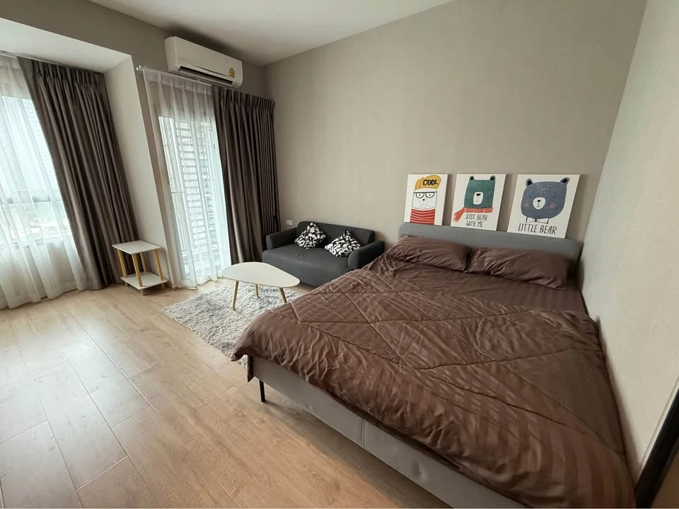 Condo for rent, Ideo Rama9-Asoke, fully furnished room Wallpapering the whole room Good like this. Reserve now.