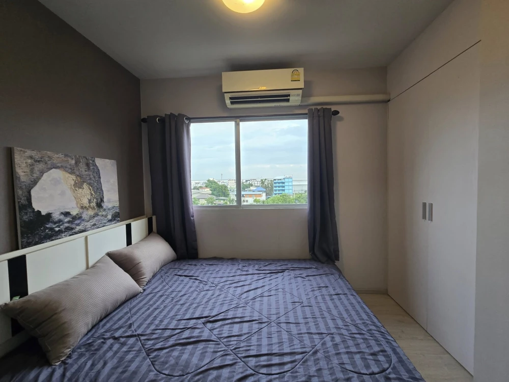 For rent, Plum Condo Park Rangsit, Phase 2, 6th floor, garden view, unblocked view, fully furnished room, very livable, book now.