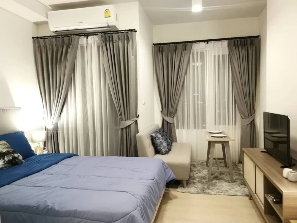 For Rent: Chapter One Eco Ratchada-Huai Khwang – Studio, 19th Floor (Tower D), 23 sq.m., Fully Furnished with Washing Machine