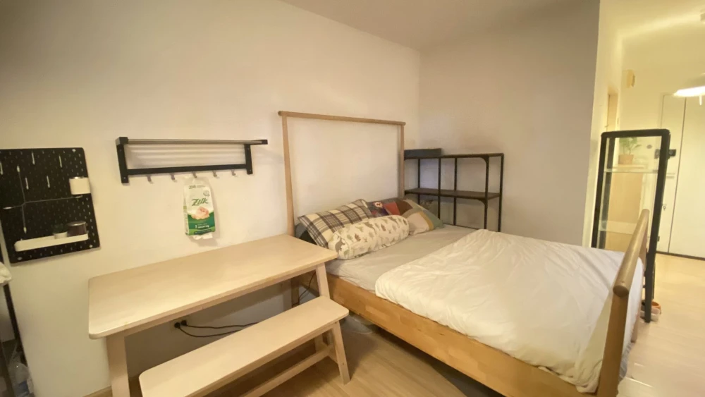 Condo for rent at A Space Play Ratchada-Sutthisan. Minimalist design with IKEA-style solid wood furniture and full amenities. Book now!