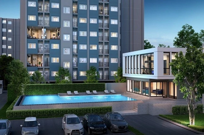 Condo for rent, Sena Kit Chalong Krung-Lat Krabang, ready to move in, fully equipped with amenities, just bring your suitcase and move in.