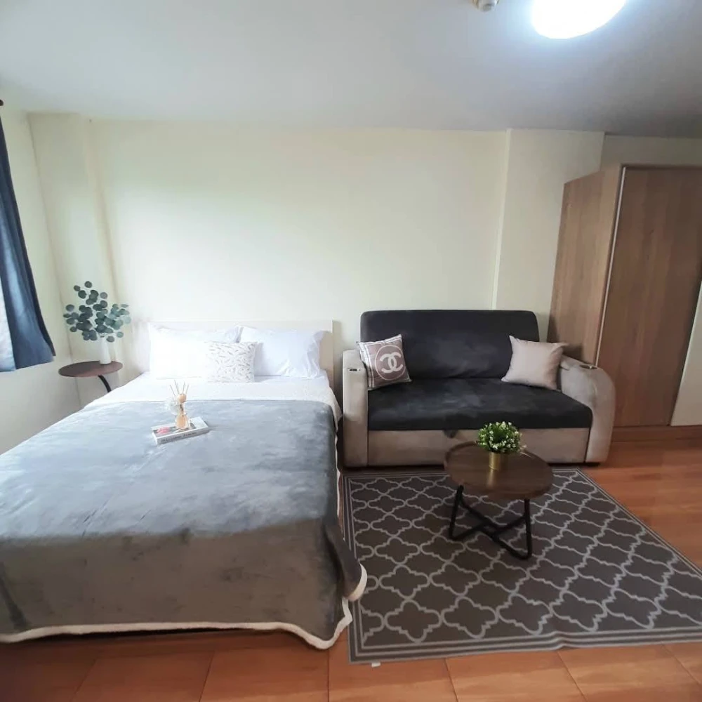 Condo for rent, Lumpini Town, Bodindecha-Ramkhamhaeng, nice room, complete with furniture and appliances, book now