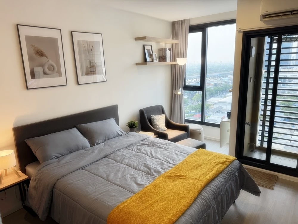 For rent!! Condo Denim Chatuchak, 17th floor, Building B, beautiful view, new room, fully furnished, very livable, don't miss it!!