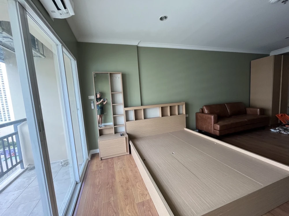 For rent!! Condo Grand Park View Asoke, 16th floor, Sukhumvit Road view, fully furnished, ready to move in, don't miss it!!
