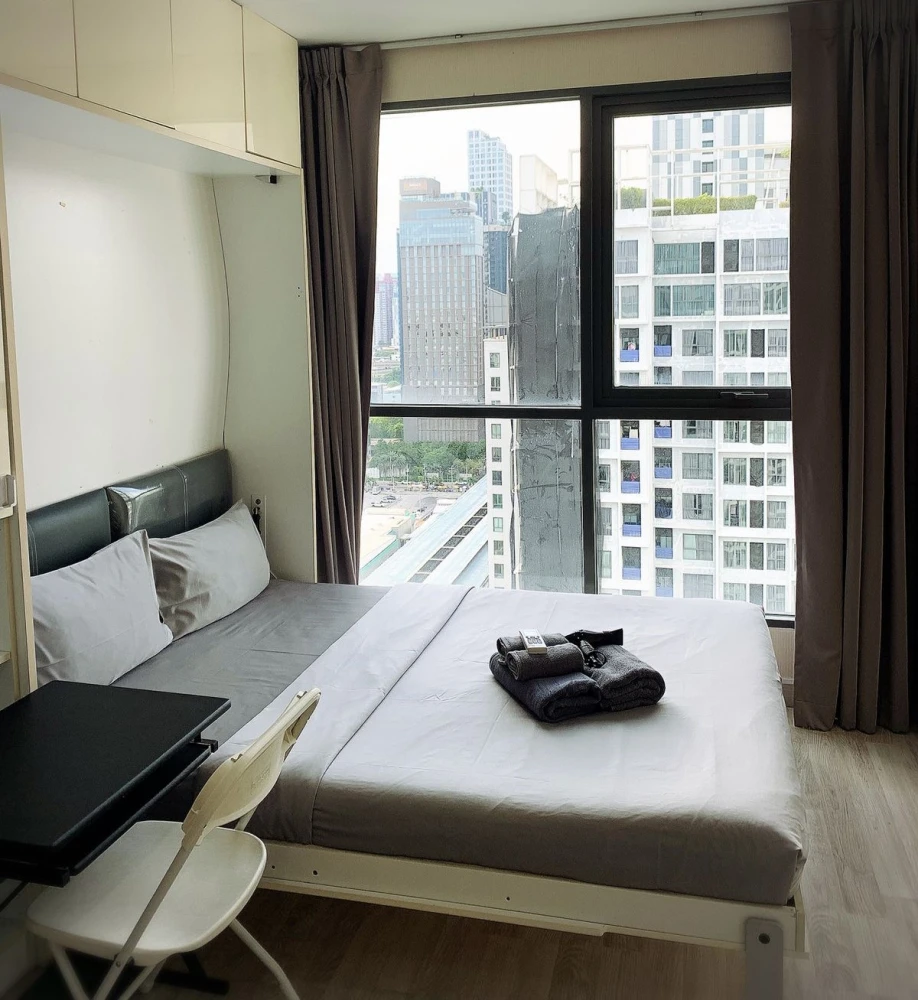 For rent!! Condo Ideo Mobi Sukhumvit 81, 22nd floor, Building B, beautiful view, near BTS On Nut, fully furnished, ready to move in. Don't miss out!!