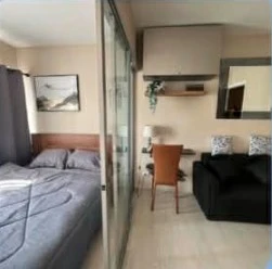For rent: Plum Condo Park Rangsit Phase 1, Building C, 2nd floor, exterior view, fully furnished. You can't miss this opportunity!