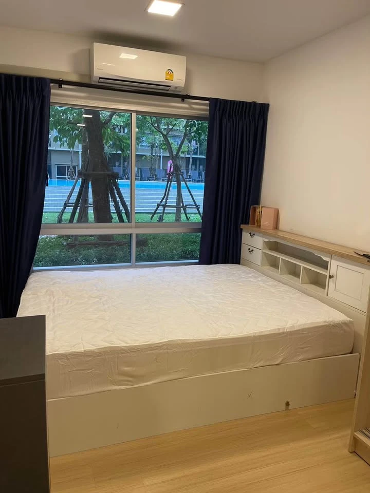 For rent: Plum Condo Rangsit Alive Phase 2, 1st floor, next to the pool, open to see the pool right away, built-in furniture, complete electrical appl