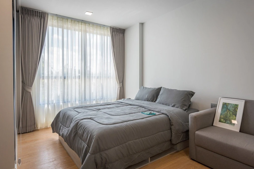 For rent: Atmoz Kanaal Rangsit, studio room, beautifully decorated, fully decorated, comes with complete furniture and appliances. Reserve now!