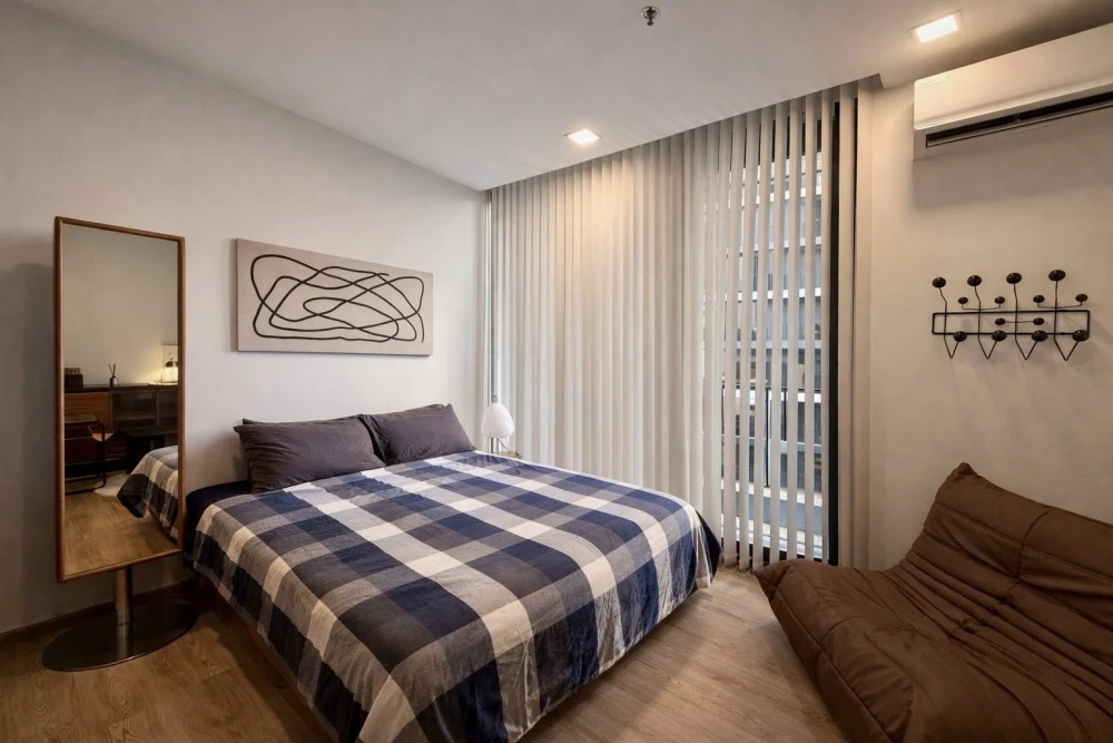 Condo Noble Around Ari for rent. Beautiful, minimalist mid-century style unit, ready to move in. You definitely don't want to miss this!