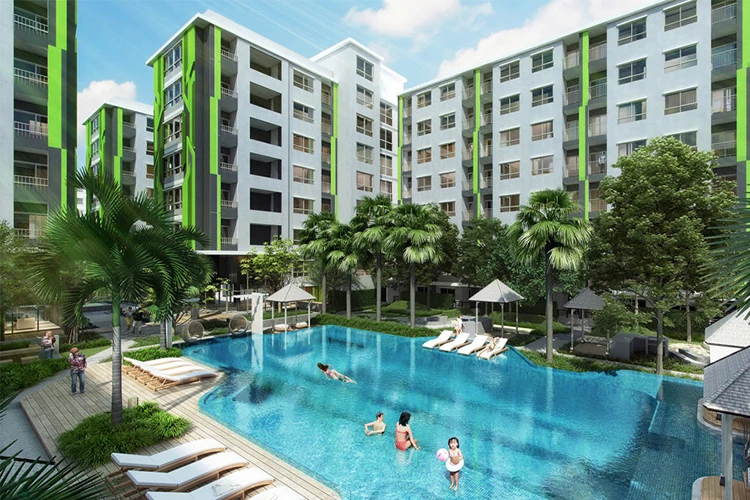 For rent: Grene Donmuang-Songprapha, swimming pool view, super chill atmosphere, fresh breeze all day, just turn on the fan and you're good to go. Don