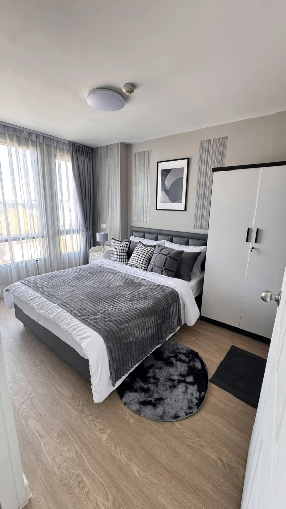 For rent: LIB Ramkamhaeng 43/1, 8th floor, open view, decorated in chic grey tones, ready to move in.
