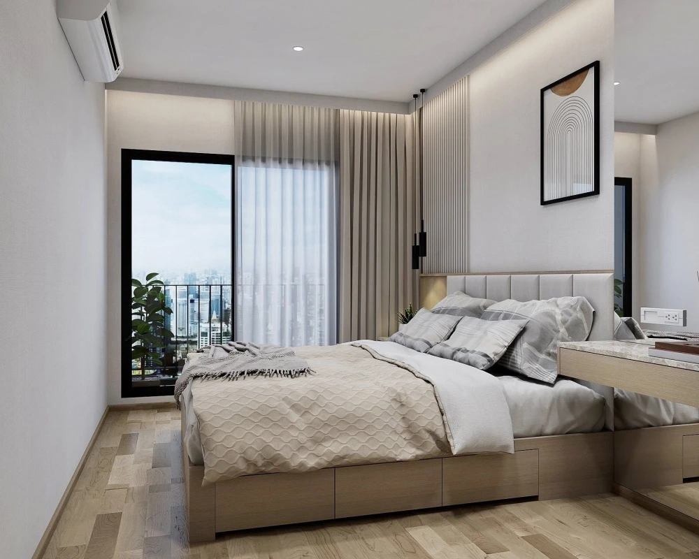 For rent: Life Rama 4 - Asoke, 1 bedroom, 1 bathroom, decorated in a cool tone, comes with complete furniture. Don't miss it!