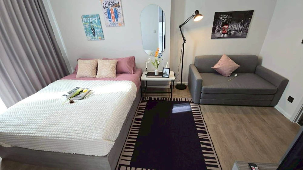 For rent: Modiz Rhyme Ramkhamhaeng. Beautifully decorated room with a coordinated color scheme. Fully furnished. Stunning city view. Book now!