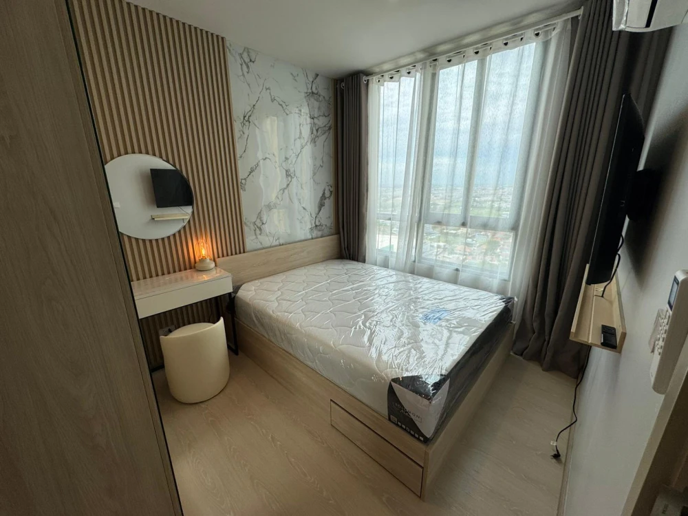 Noble NUE Mega Plus Bangna for rent, nice room, built-in headboard, beautiful view from high floor, reserve now!