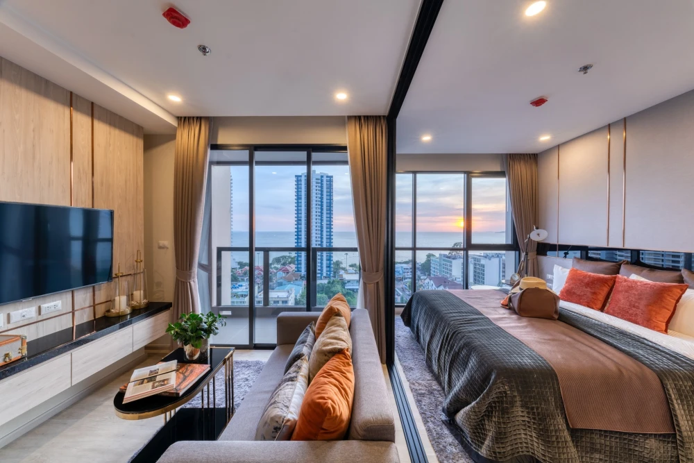 For rent PANORA PATTAYA, one-bedroom room, Sea view, can see the sea from the bedroom, don't miss it.