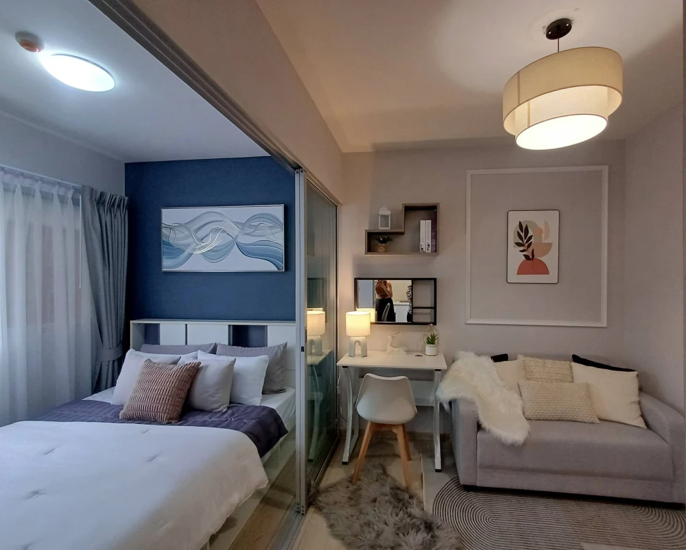 Plum Condo Park Rangsit for rent, 5th floor, pool view, beautiful room, fully furnished. Book now!